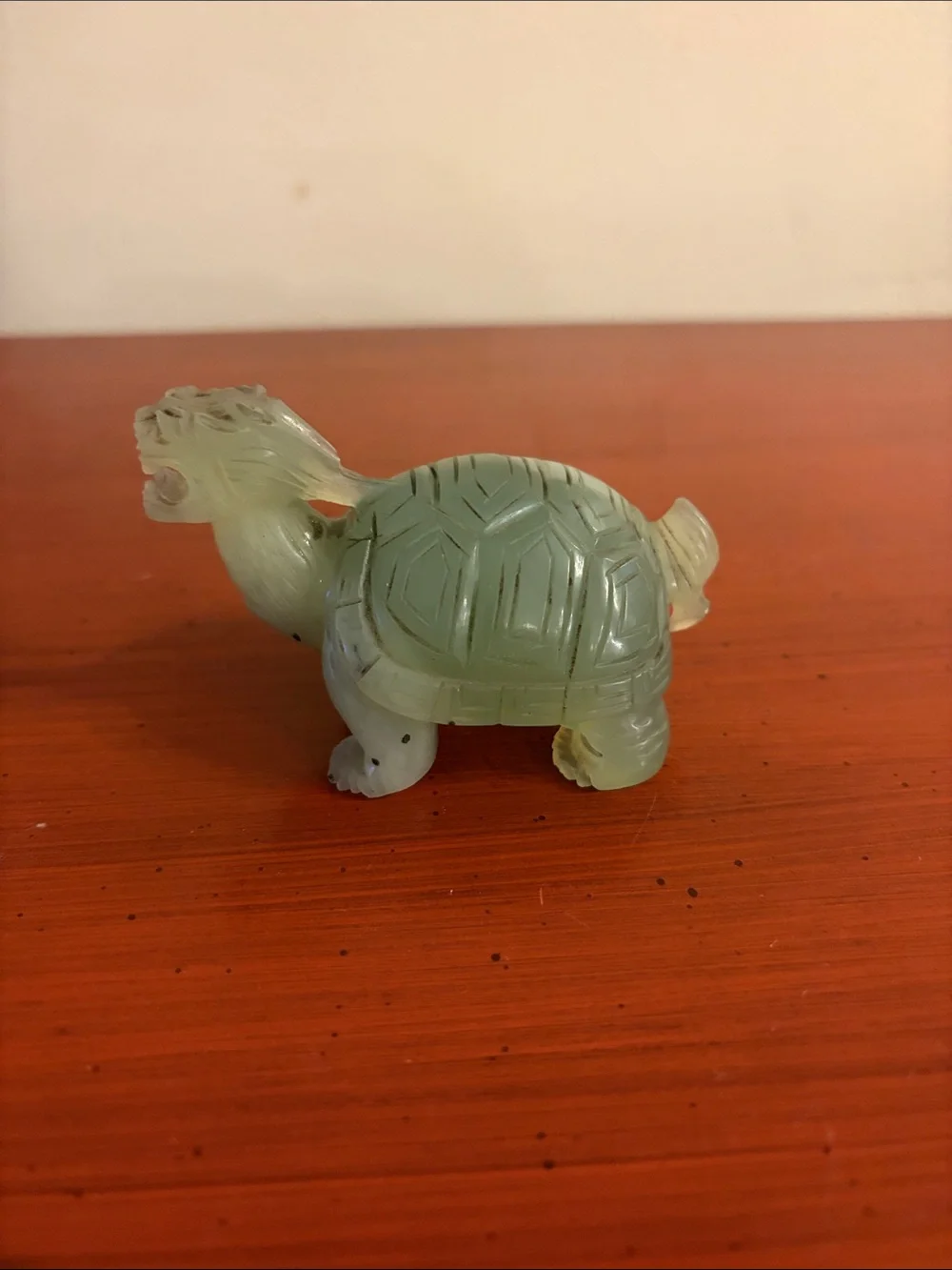 Vintage Hand-carved translucent green nephrite jade turtle figurine